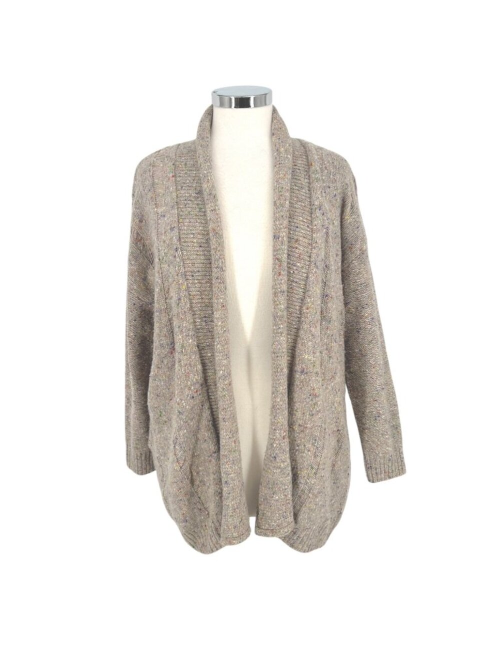 Rebecca Minkoff Speckled Merino Cardigan Sweater Minimalist Beige Cream Size XS